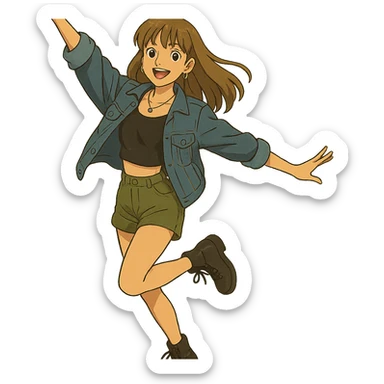 Lisa from Blackpink, full body, energetic pose sticker