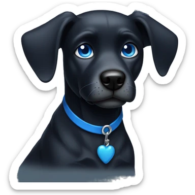 Black dog with blue eyes tall standing ears v shape face and short fur sticker