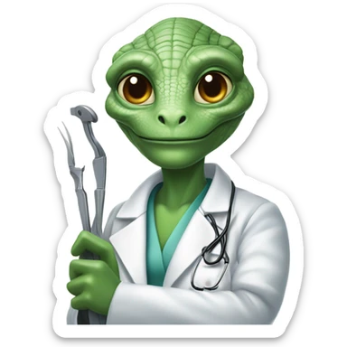 Reptilian alien woman, is a doctor sticker