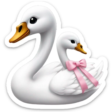 adult swan with a baby pink bow  sticker