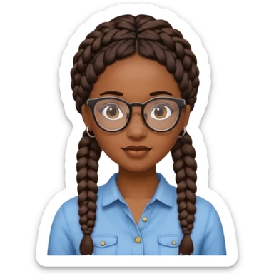 a pretty black girl with pretty braids and glasses  sticker