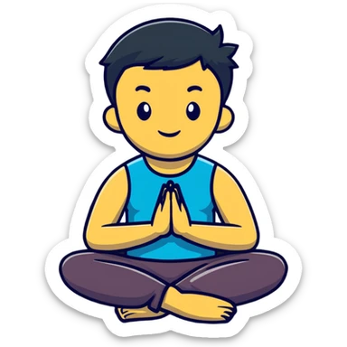 man sitting in lotus position on the ground sticker