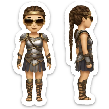 Girl gladiator with French braids, brown hair and sunglasses sticker