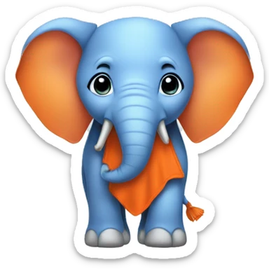 elephant wearing orange and blue outfit sticker