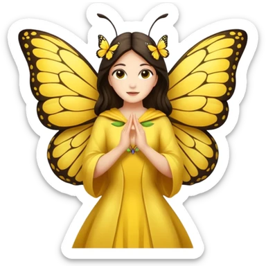 nature spirit woman dressed as butterfly herald yellow, wing sleeves spread  sticker