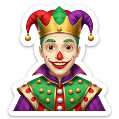 crazy colorful human jolly joker, medieval, vintage, court jester sticker