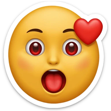 emoji visage tirant la langue avec un petit cœur discret à côté de la bouche sticker
