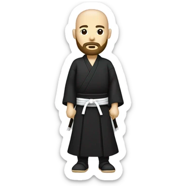 Samurai with hakama bold, beard, white person,  sticker