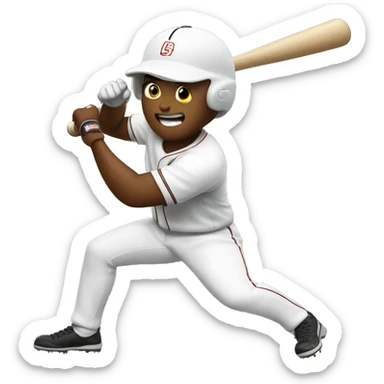 Baseball player swinging bat sticker