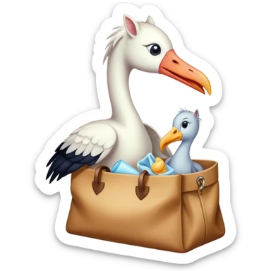 Cegonha trazendo filhote de cavalo no bico dentro de uma sacolinha  sticker