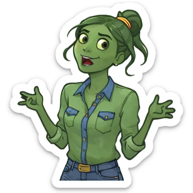 Arms crossed holding neck screaming girl sticker