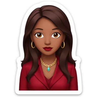 Farrah Franklin from Destiny's Child with long dark brown hair, dark red outfit sticker