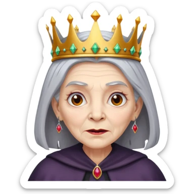 evil old witch with crown sticker
