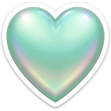 Pearl, mint green, opal heart shape sticker