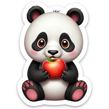 Panda eating apple sticker