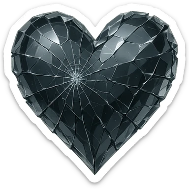 heart with a shattered glass look, digital illustration, no background sticker