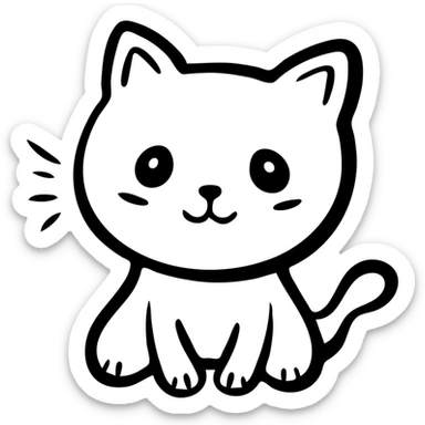 custom cat character inspired by TenSquared server logo, black and white, sad emotion, hand drawn icon style sticker