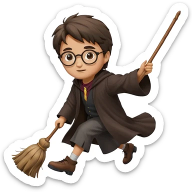 Harry potter riding on a broomstick sticker