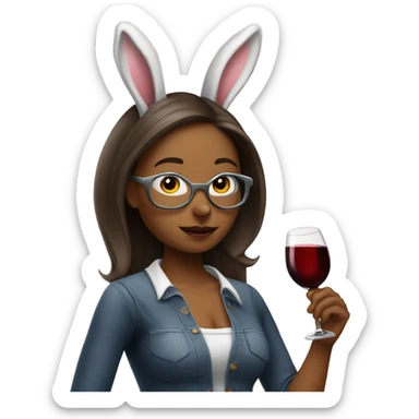 Woman Bunny drinking red wine sticker