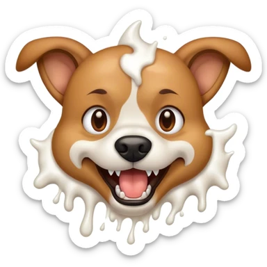 A close-up of a dog's mouth, showing sharp teeth and foam spraying out sticker