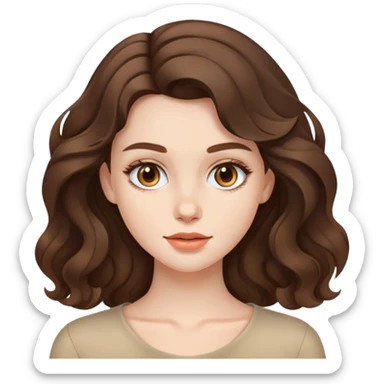 Young model brunet wavy hair pale skin sticker