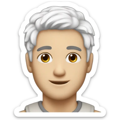 caucasian man 23 years old with dye white hair and brown eyes sticker
