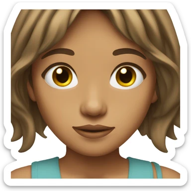 Tan girl with brown hair and curtain bangs and brown eyes sticker