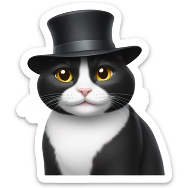 Tuxedo cat wearing a hat sticker