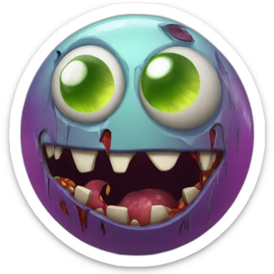 3d sphere with a cartoon Zombie skin texture with big feminine eyes sticker