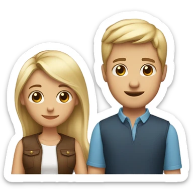couple wih heart, blond girl with long hair and a man wih short brown hair sticker