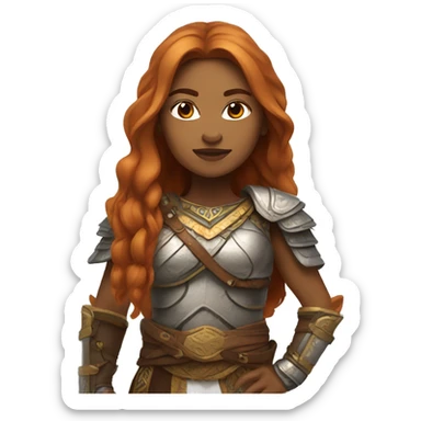 Brazilian female with ginger long hair wearing Mongolian warrior outfit sticker