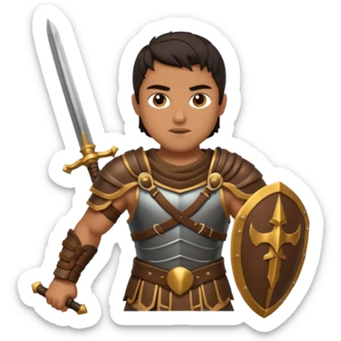 Gladiator with dark hair and dual swords sticker