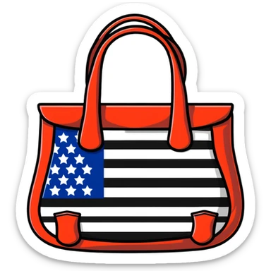 patriotic American handbag with stars and stripes sticker