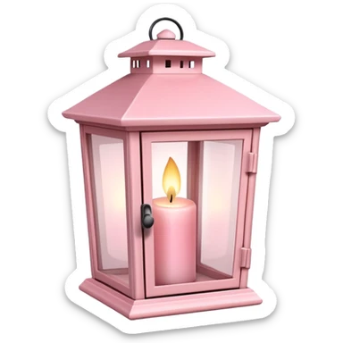 Candle in pale pink lantern box  sticker