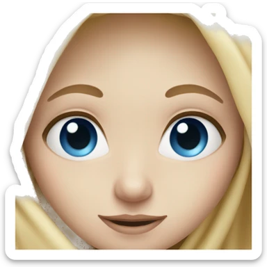 Blonde girl in blanket with blue eyes zoomed out sticker