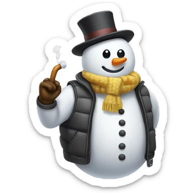 snowman with dad vest, corncob pipe sticker