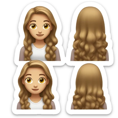 Long light brown hair girl with normal face sticker