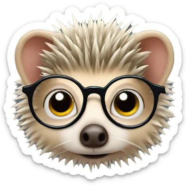 kin hedgehog with glasses  sticker