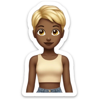 black cherub girl with blonde buzzcut sticker