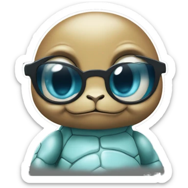 Squirtle with sunglasses crying and smiling sticker