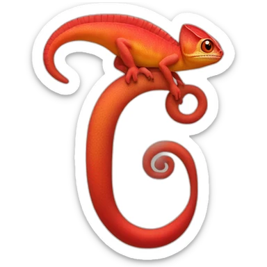 red-chameleon-with-letter-Q sticker