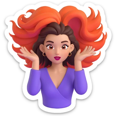 mean girl emoji, flipping hair, bold makeup, sassy expression sticker