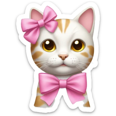 cat with a pink bow on the head sticker