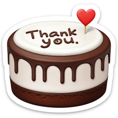 thank you written in frosting on a cake sticker