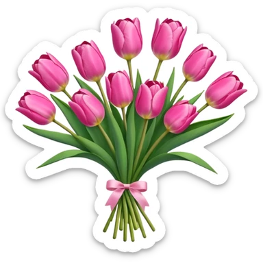 Pink tulips bouquet sticker