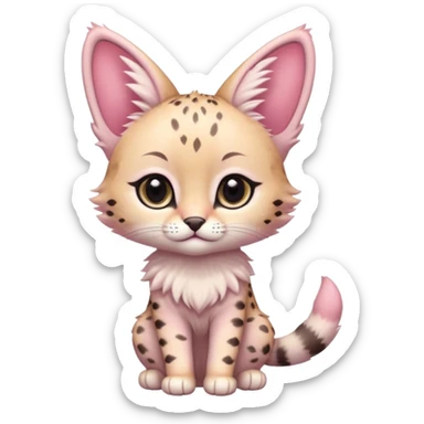 Soft furry fuzzy elegant beautiful pretty Whitish pastel-rosy-pink chibi cute elegant furry kawaii Serval sticker