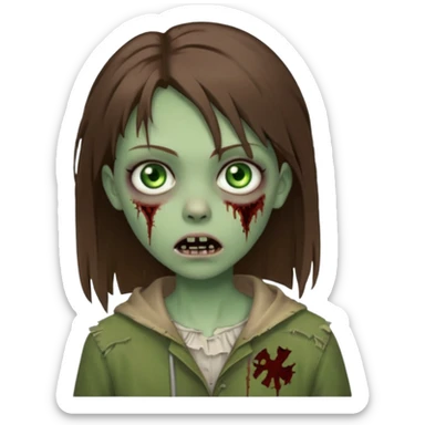 a zombie girl with straight brown hair long  sticker