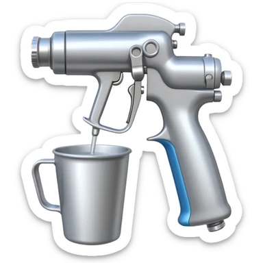 spray gun with cup attached sticker