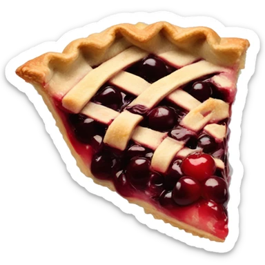 Cherry pie slice on glass plate  sticker