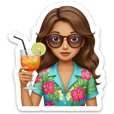 chill girl long curling hair in drink holders with sunglasses sticker